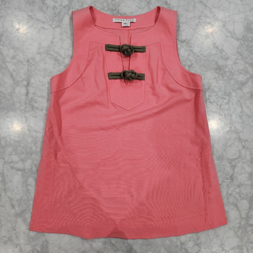 NWOT Trina Turk Sample‎ Sleeveless Linen Pink Tunic Top Medium - Picture 5 of 8